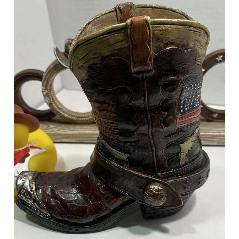 Cowboy Boots Coin Bank, Rubber Duck, Cute Sign Baby Shower Gift Set Room Decor